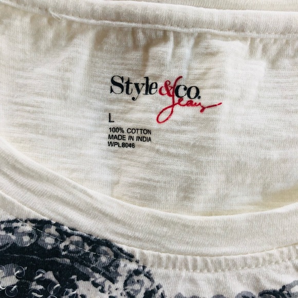 Style & Co. short sleeve cotton T-shirt with beads - Picture 3 of 4